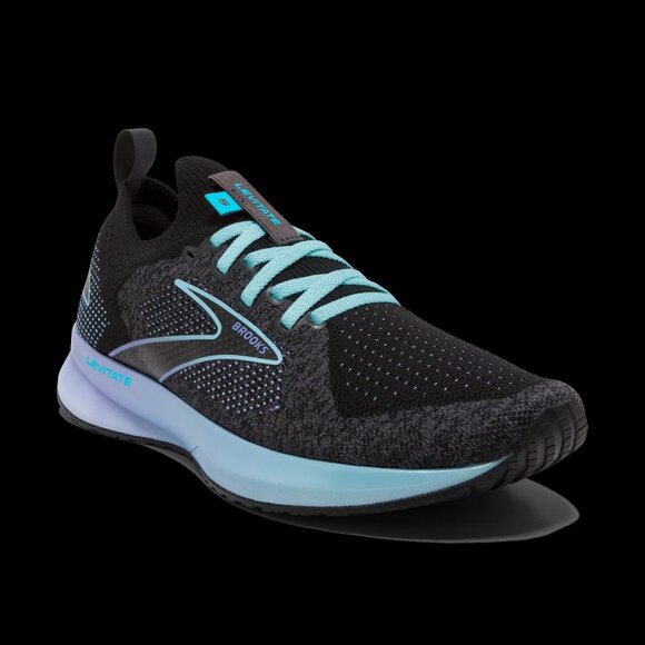 Brooks Women's Black Bluefish Cornflower Levitate StealthFit 5 Running Shoes 7.5 - Picture 1 of 11